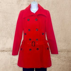 A. Byer red double breasted peacoat with hip belt - Small